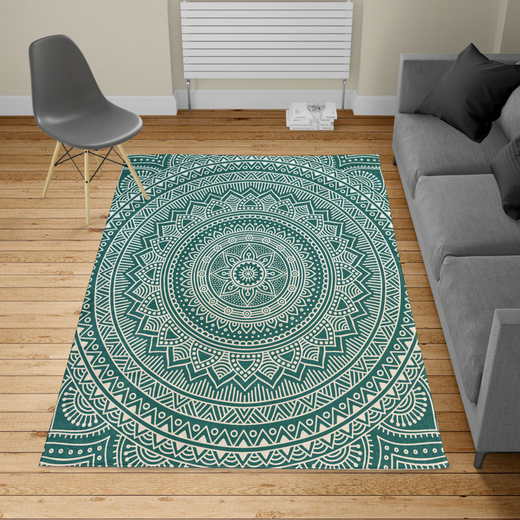 East Urban Home Patterned Machine Woven Jade Green Area Rug Wayfair